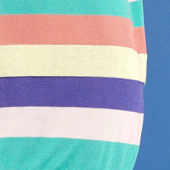 Women's Multi-Colored Striped Knit Long Sleeves Round Neck Sweater Dress NWT - Picture 3 of 6